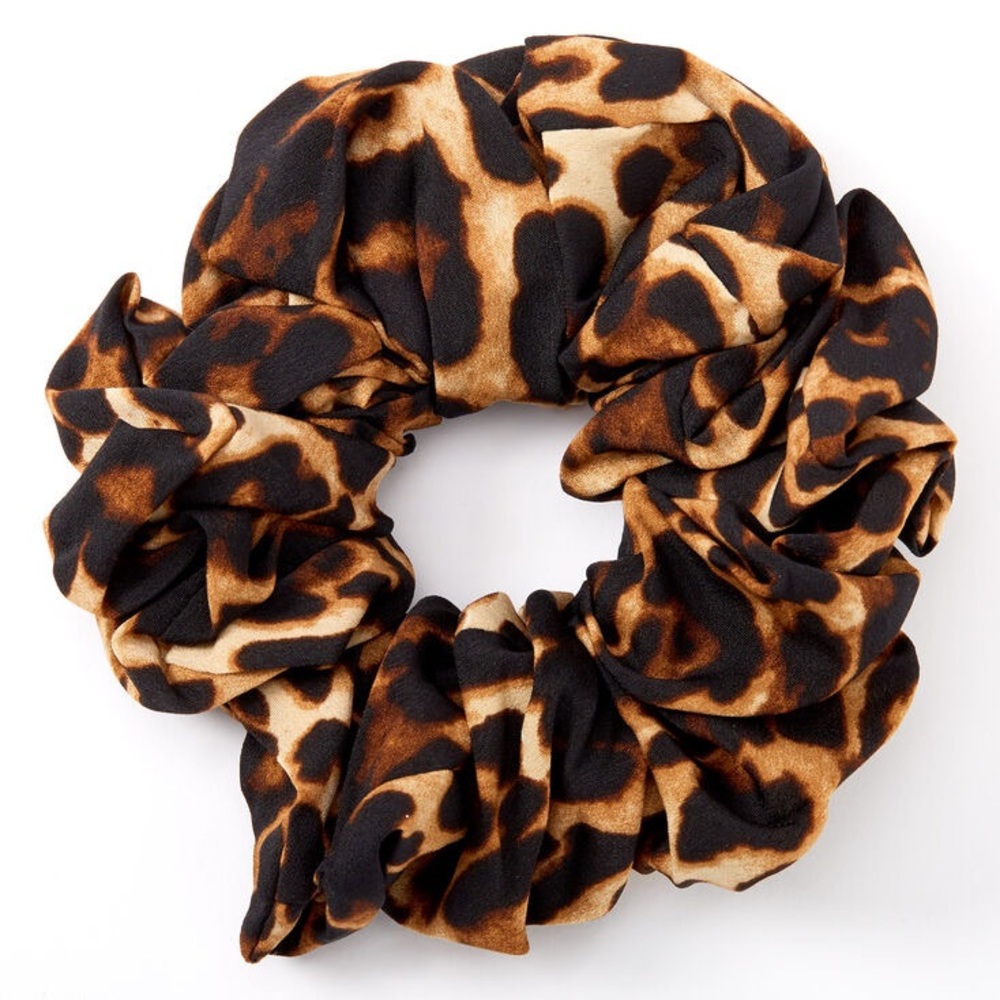 🌬️ Claire's Giant Dark Leopard Print Oversized Hair Scrunchie NWT